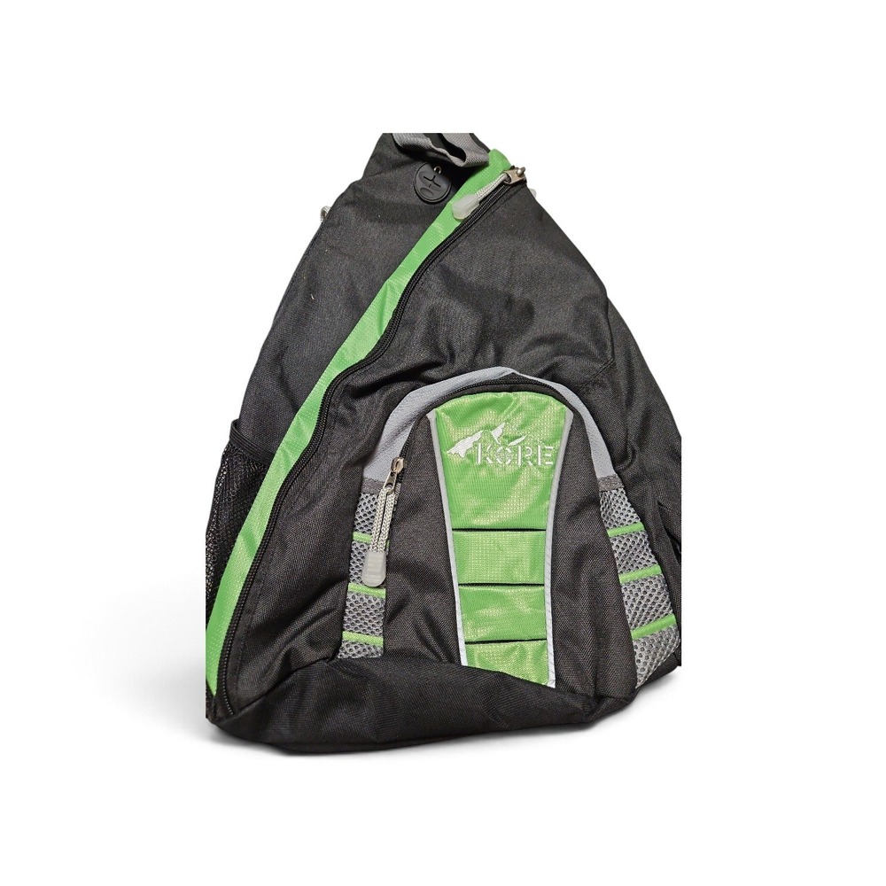 Kore Sling Backpack Black Lime Green One Shoulder Teardrop Crossbody Bag
